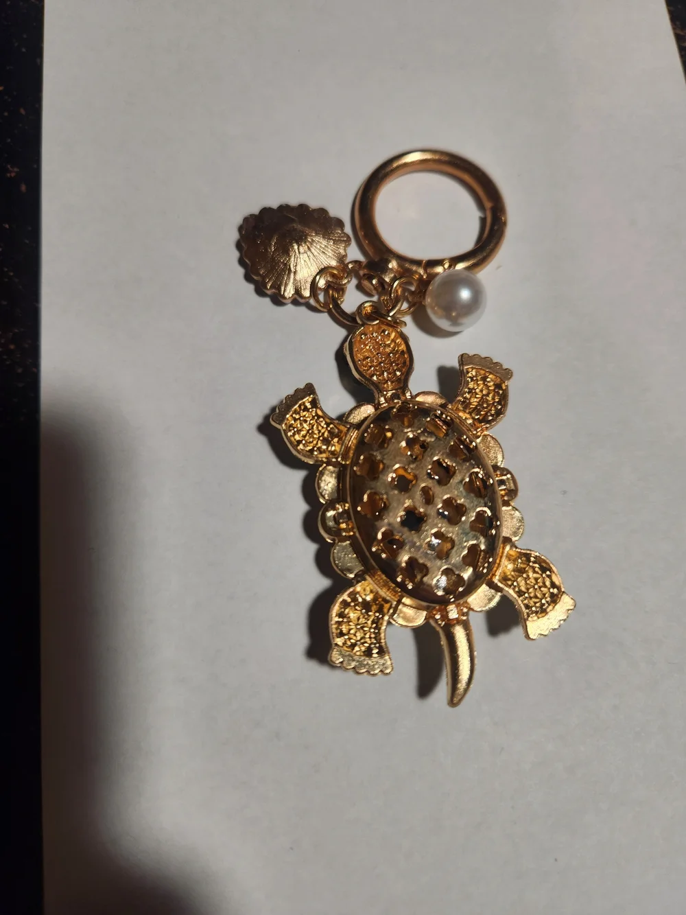 Blue Turtle Charm Keychain/bag Charm  with Heart Accent